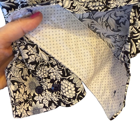 American Breed Slim Fit Rodeo Black and White Floral Blouse sz XL - Picture 5 of 11